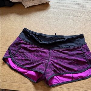 Women's lululemon Black and Purple Athletic Shorts